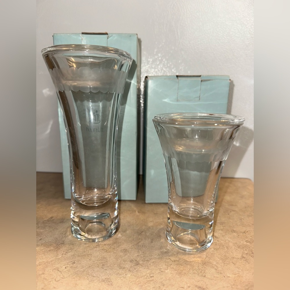 Partylite Clarity Votive Taper Tealight Holder  #P9222 5” & #P9221 7”‎ USA